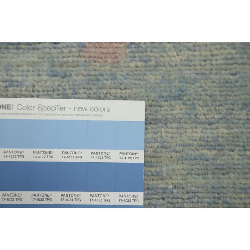 Hand Knotted Traditional Wool Blue Geometric Area Rug - 7' 10'' X 7' 11''