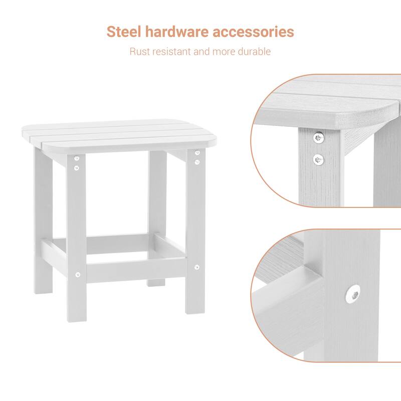 LIVOOSUN Patio Adirondack Plastic Wood Outdoor Side Table for Deck