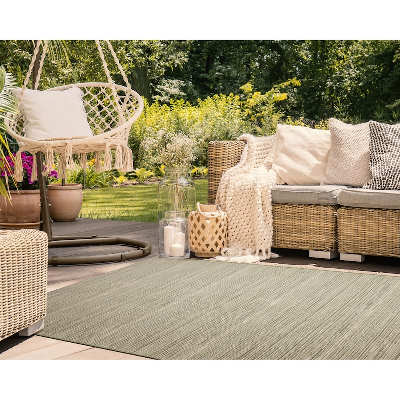 Liora Manne Miranda Tweed Stripe Indoor/Outdoor Rug - 3'3" x 4'11" - Green/3'3" x 4'11"