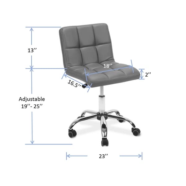 TOTO Home Office Button-Tufted Desk Chair, Armless Thick Cushion, Adjustable Height 19"-25", Cappuccino