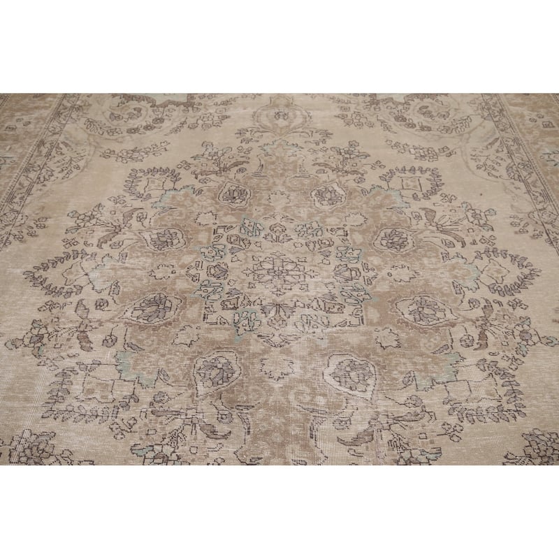 Tabriz Persian Antique Area Rug Handmade Wool Carpet - 9'5" x 12'2"