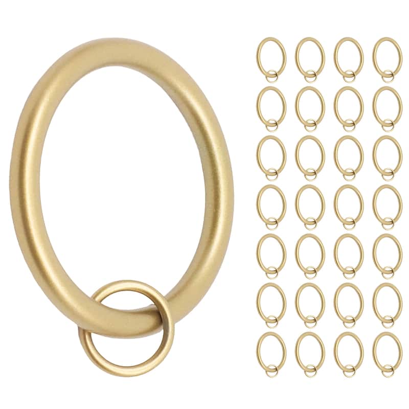 Meriville 1.5-Inch Inner Diameter Metal Curtain Rings with Eyelets - Gold - Set of 28