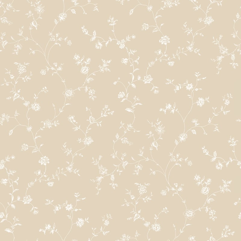 Galerie Wallcoverings Miniatures 3 Floral Trail Vinyl on Non-woven Matte Wallpaper Roll - 33 feet x 21 inches - Beige