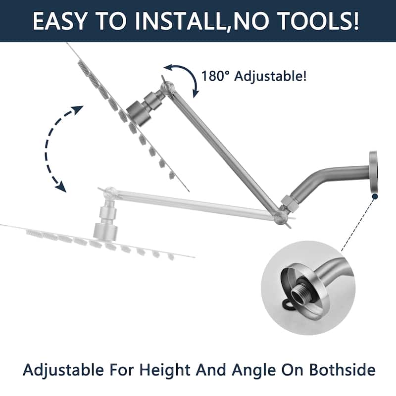YASINU 10 inch Rain Shower Head with Adjustable Arm