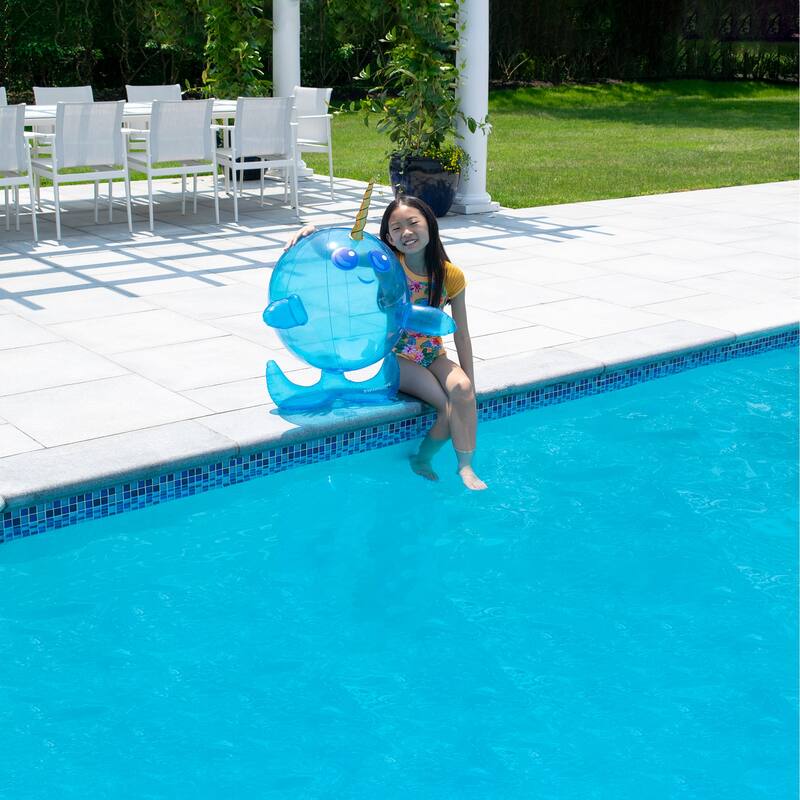 29" Inflatable Blue Narwhal Beach Ball with Tusk