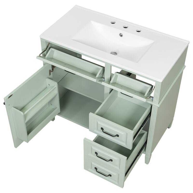 GDFStudio - Alexander Whitmore Modern Freestanding Bathroom Vanity with Flip Drawer Storage