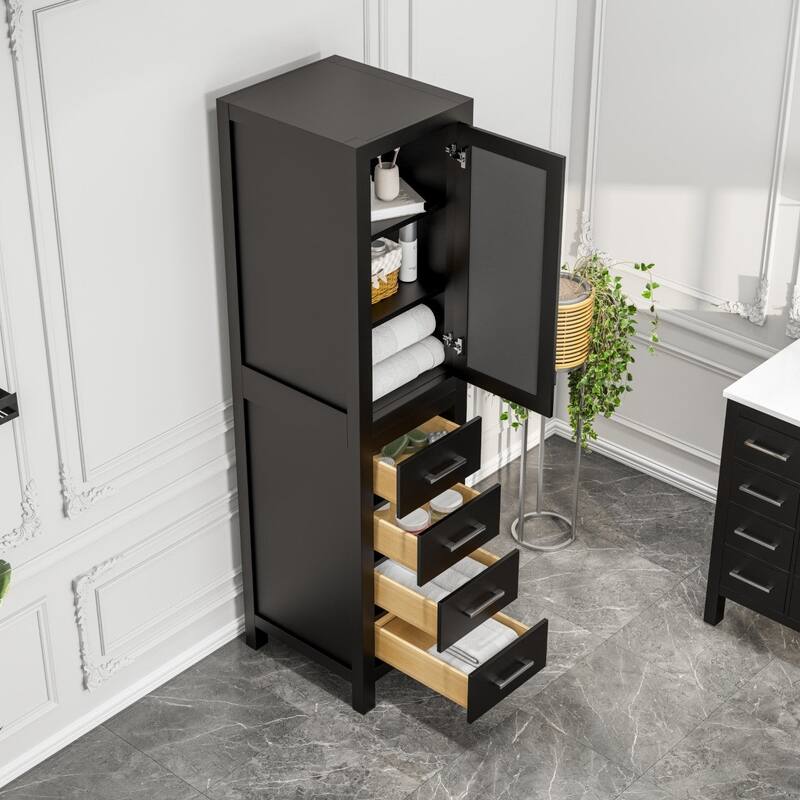 Eviva Aberdeen 18"W x 20"D x 72"H Espresso Freestanding Linen Cabinet