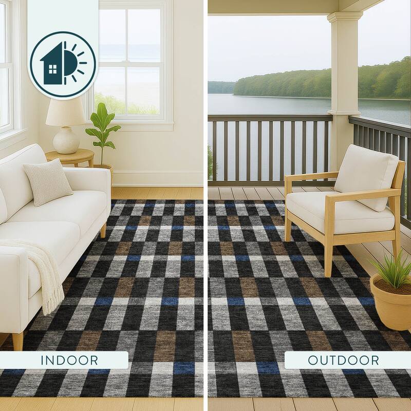 Machine Washable Indoor/ Outdoor Modern Chanute Chantille Rug