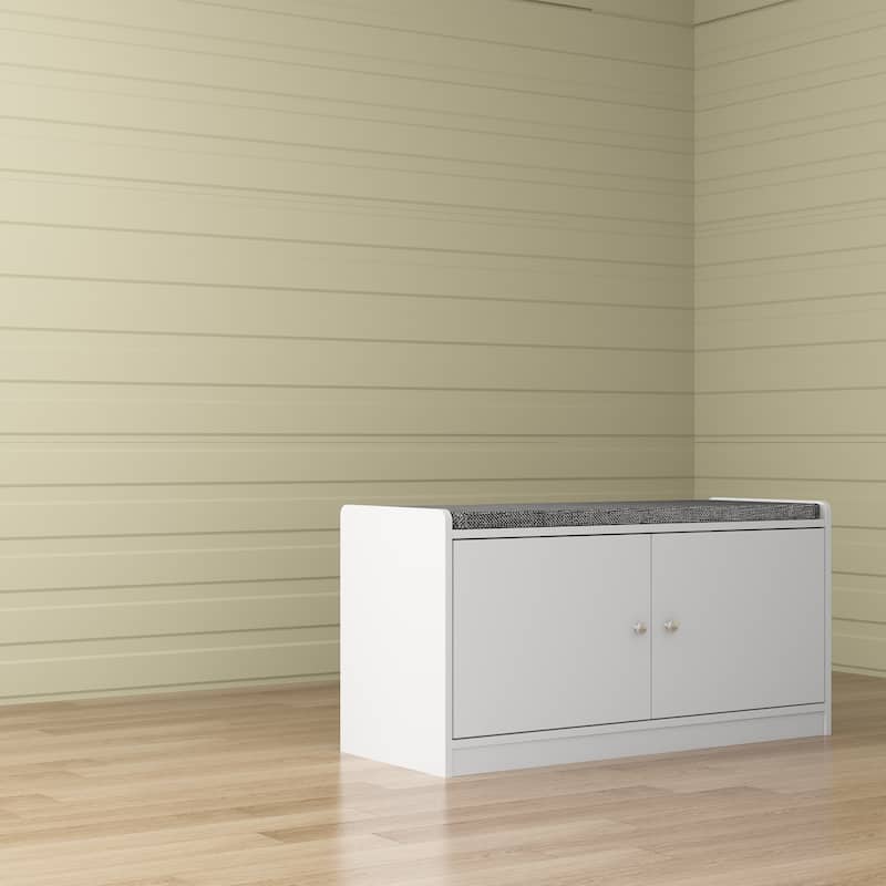 Shoe Storage Bench Storage Entryway Bench Door Cabinet Cushioned