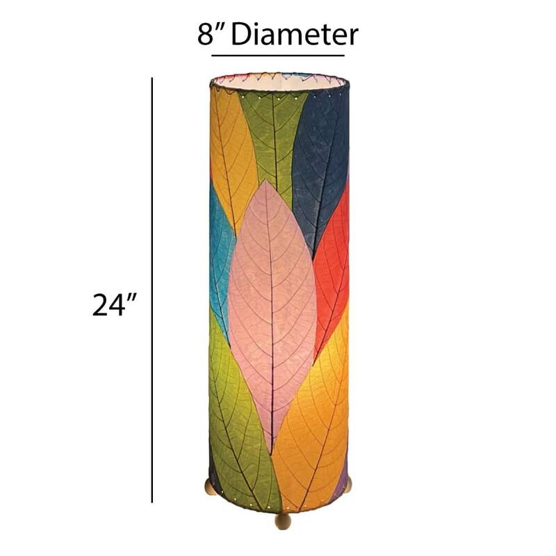 Handmade 24 Inch Cocoa Leaf Cylinder Table Lamp, Cocoa Leaves Shade, 8 x 8 x 24 in. - 8 x 8 x 24