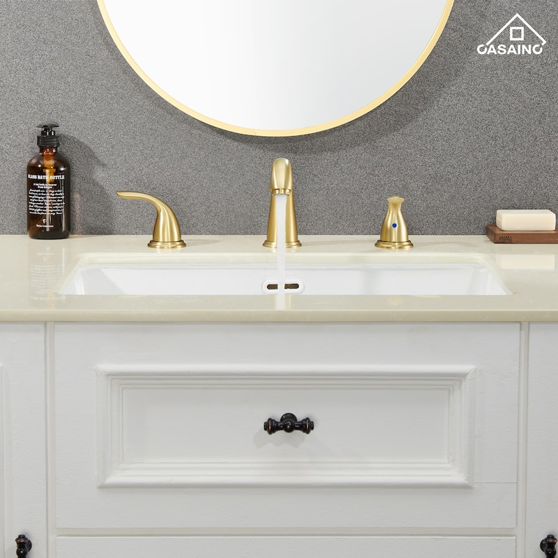 8 in. Widespread Double Handle Bathroom Faucet with Drain Kit Included