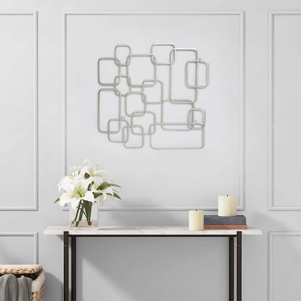 Elara Silver Curved Square Abstract Wall Decor