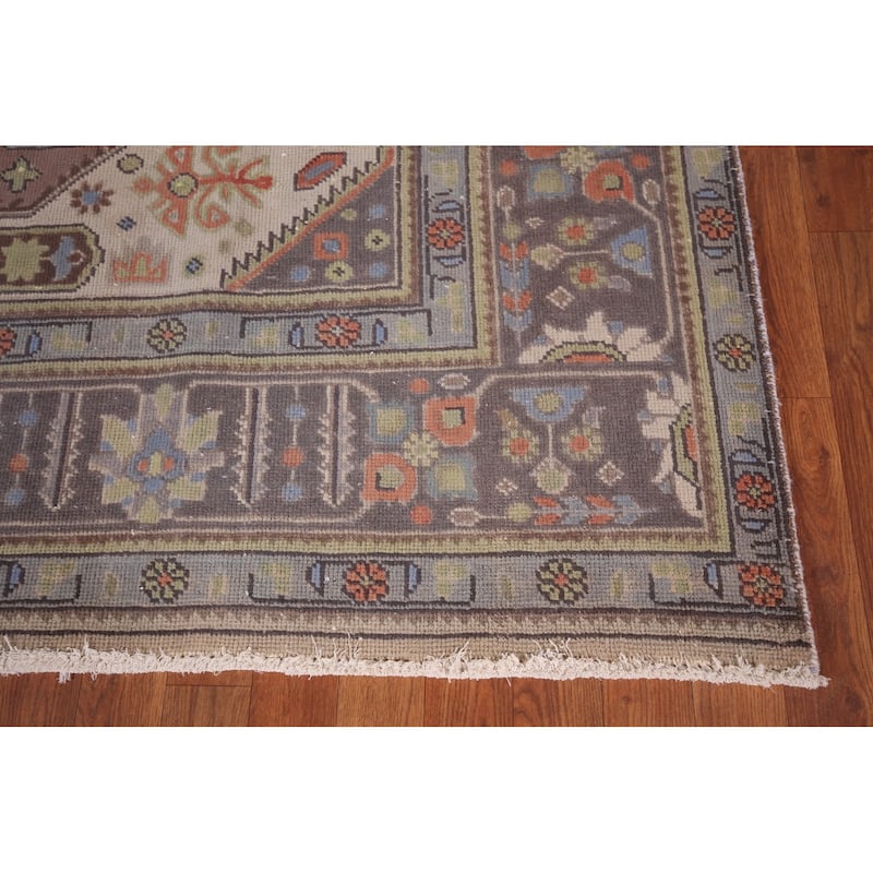 Geometric Tabriz Persian Vintage Area Rug Handmade Wool Carpet - 7'6"x 11'0"