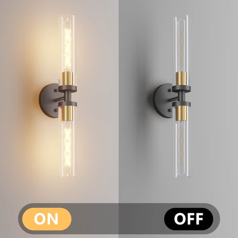 Black and Gold Wall Sconces Set of 2