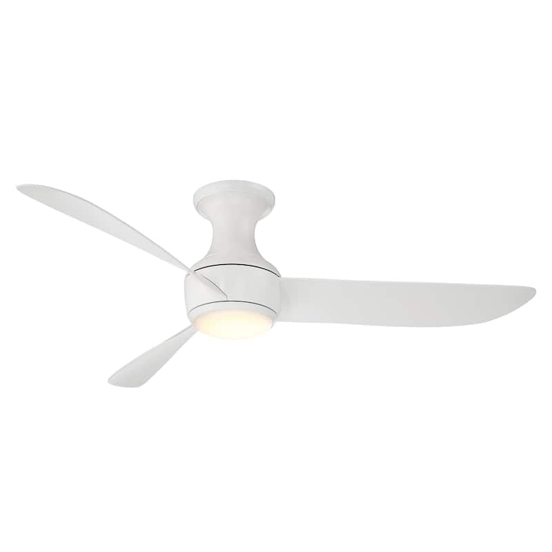 Corona 3-Blade Smart FlushMount Ceiling Fan 54in 3000K LED & Remote - N/A - Matte White