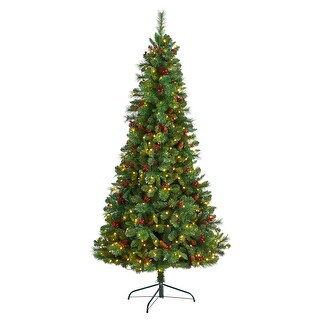 7' Flat Back Montreal Mountain Pine Christmas Tree with Lights - 84 ...