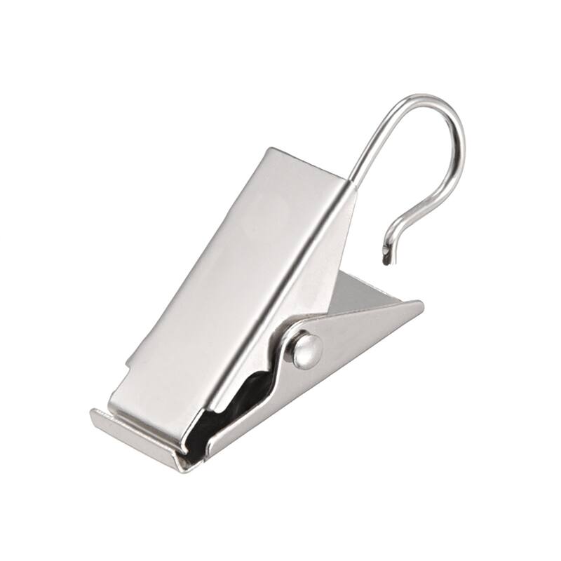 Curtain Clips Hooks Metal 1" Clip Length for Home Decoration Silver Tone 10 Pcs - Silver Tone
