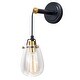 preview thumbnail 7 of 7, Kassidy Black and Brass Industrial Teardrop Mini Pendant Ceiling Light Clear Glass - 5-in W x 16-in H x 5-in D