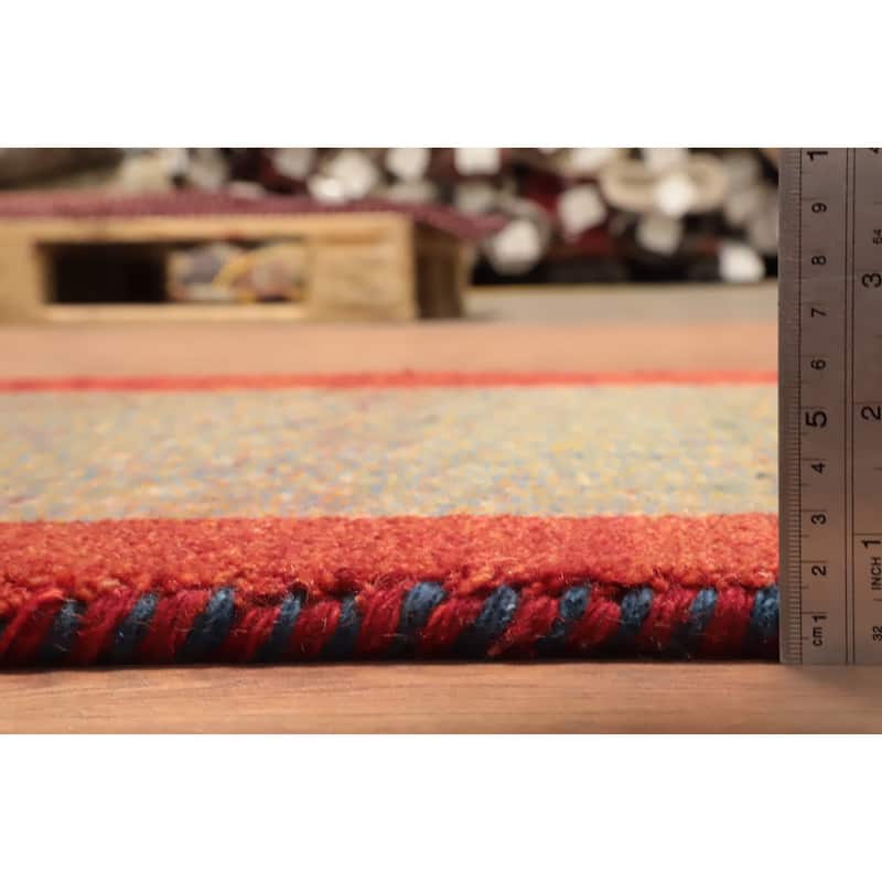 Hand Knotted Oriental 100% Wool Carpet Tribal Animal Pictorial Multi-Colored Gabbeh Area Rug - 4' 0'' X 2' 4''