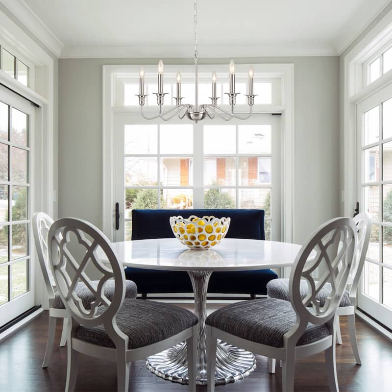 6-Light W25.59" x H72.8" Rustic Dining Area Chandelier for Kitchen