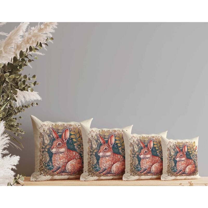 Breezy Bunny Faux Suede Reversible Throw Pillow Red and Gold