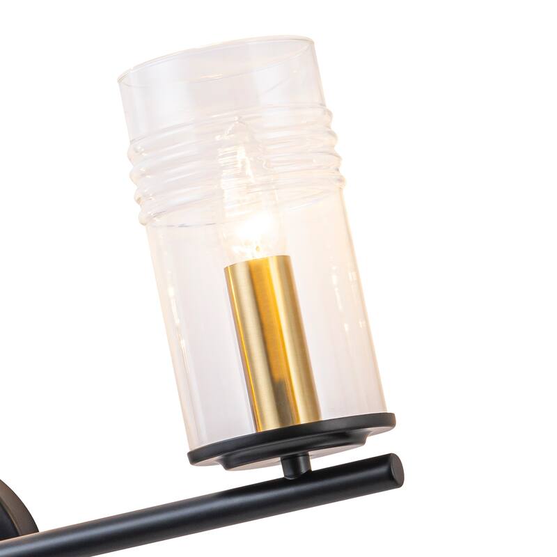 3-Light Industrial Wall Sconce with Clear Cylindrical Glass Shade