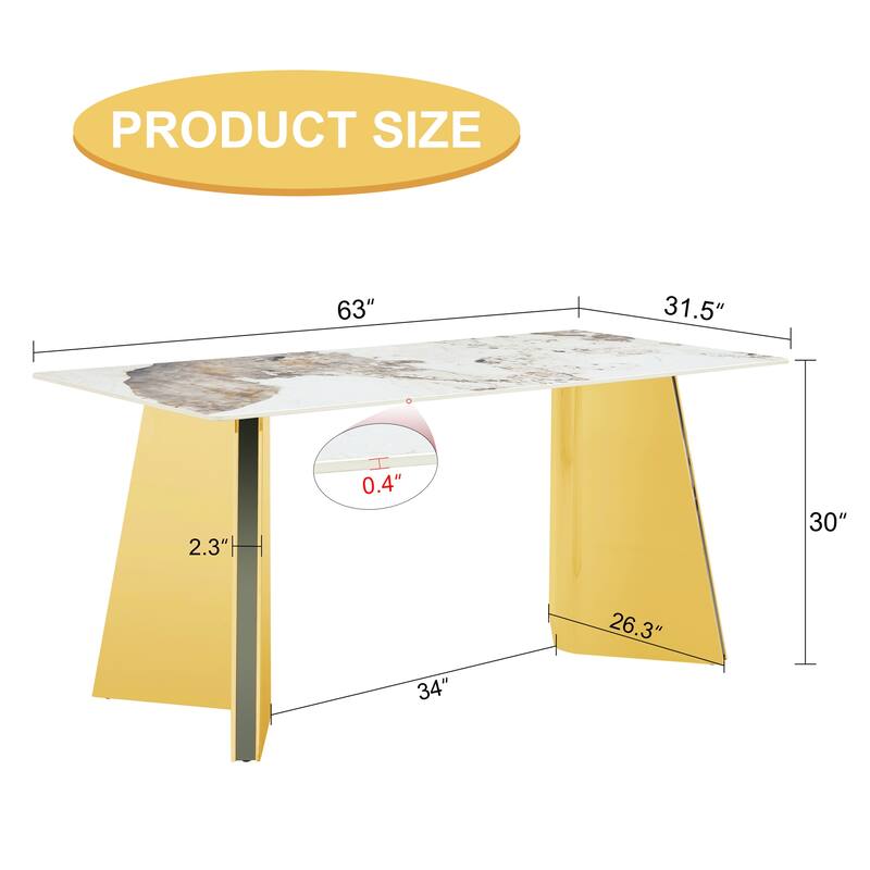 Dining Room Dining Table with Stainless Steel Butterfly Legs Office Table Accent Table Computer Table