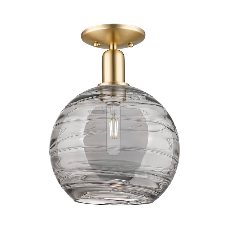Innovations Lighting 716-1C-14-10 Athens Deco Swirl Semi-Flush Athens - Champagne Bronze / Light Smoke Deco Swirl
