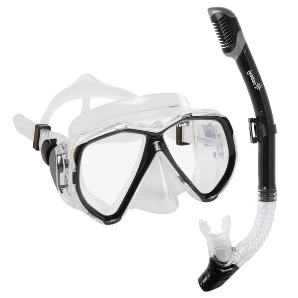 Shop Ivation Snorkel Mask Set Double Lens Diving Mask Snorkel W Dry Top Lower Purge Valve Overstock 21702974