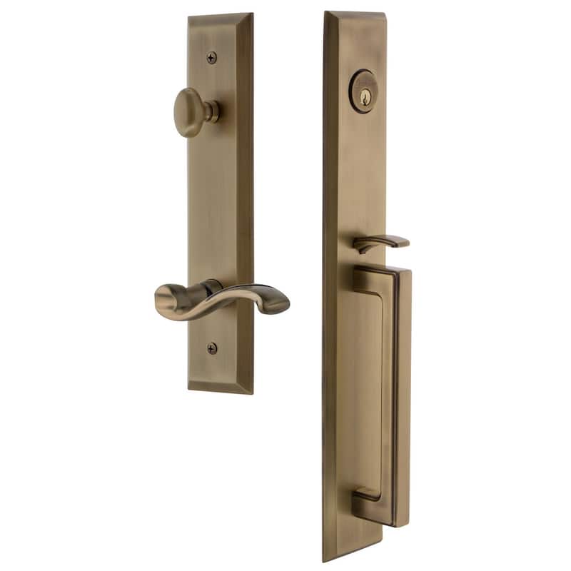 Grandeur Fifth Avenue Solid Brass Rose Left Handed Keyed Entry Single - Vintage Brass