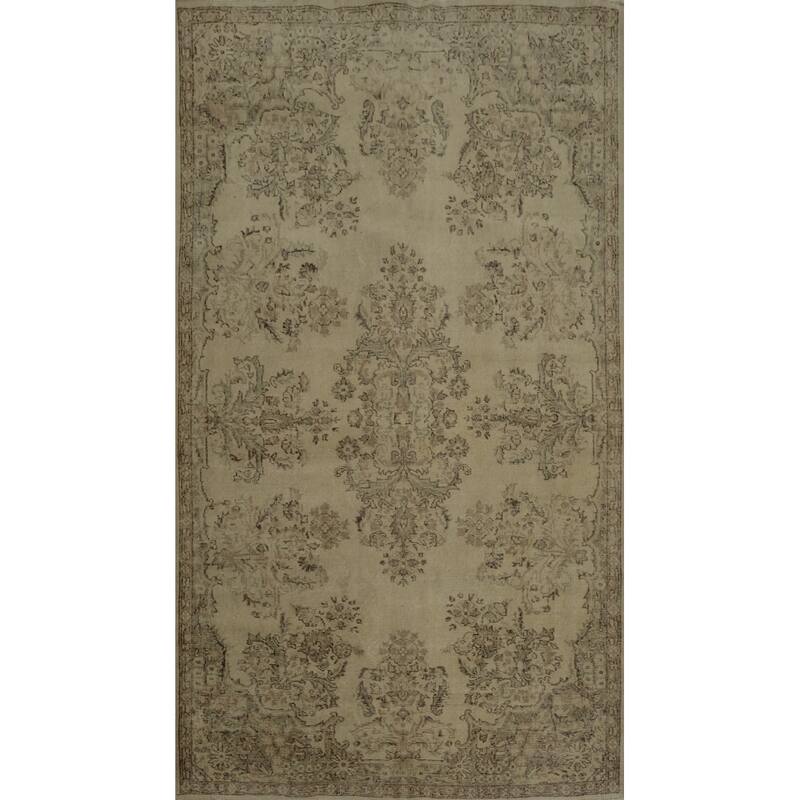 Hand Knotted Oriental 100% Wool Carpet Transitional Floral Beige & Ivories Anatolian Area Rug - 8' 11'' X 5' 7''
