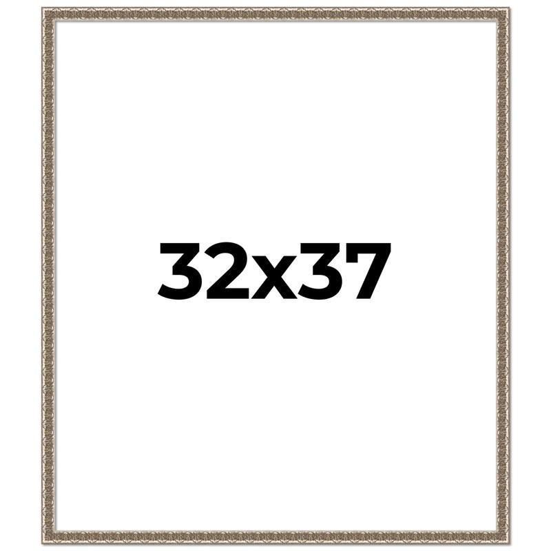 32x37 Frame Silver Versailles Ornate Solid Wood Picture Frame | 1 Inch