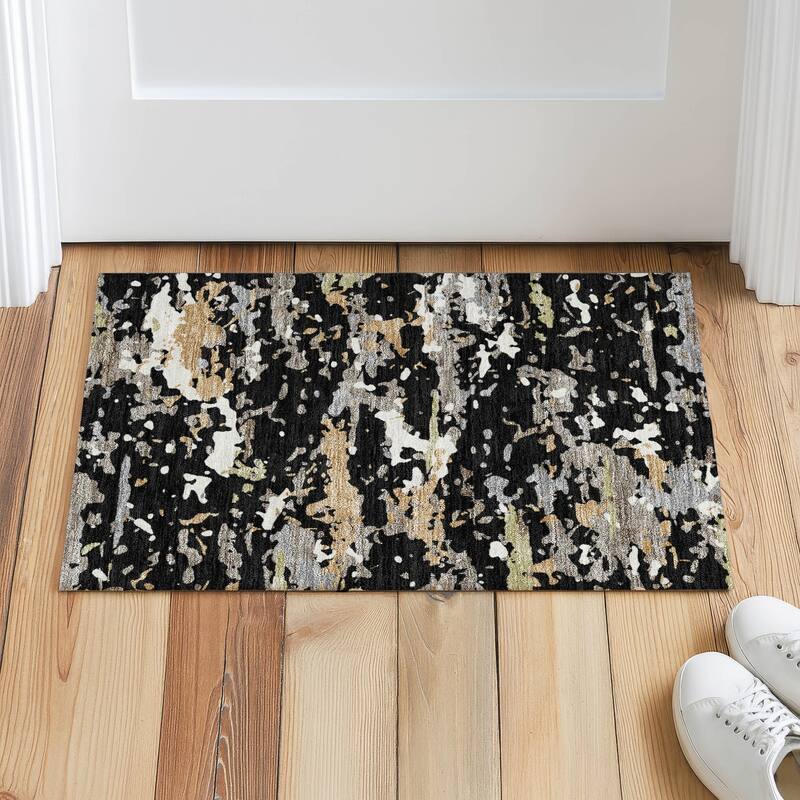 Machine Washable Indoor/ Outdoor Modern Calhan Chantille Rug