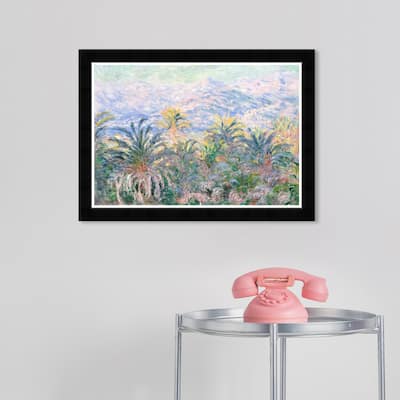 Wynwood Studio Prints Floral and Botanical Monet - Palm Trees at Bordighera Green and Traditional Wall Art Canvas Print
