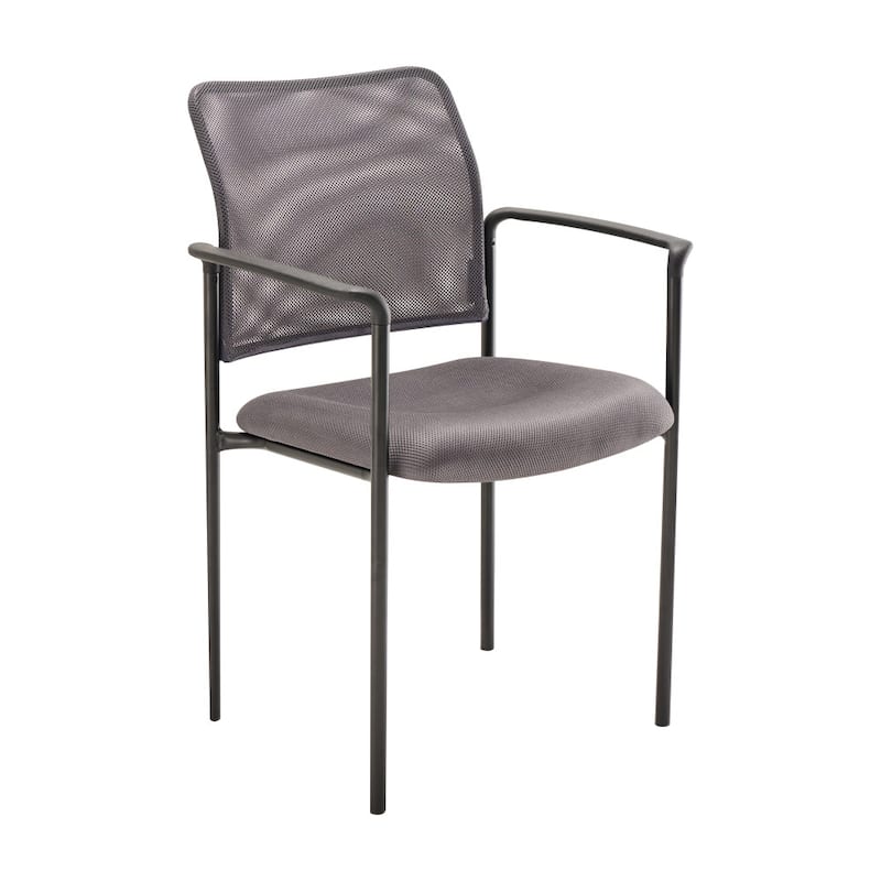 Comfort Mesh Stackable Steel Side Chair with Arms - 24"D x 23.5"W x 34.75"H - Grey