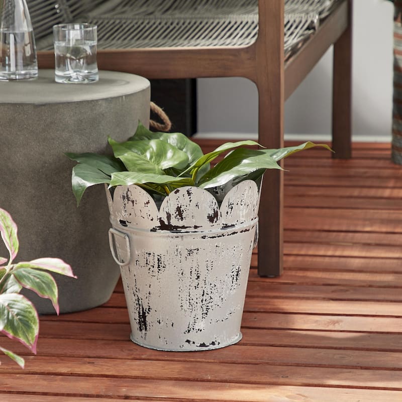 White Metal Indoor Outdoor Planter - White