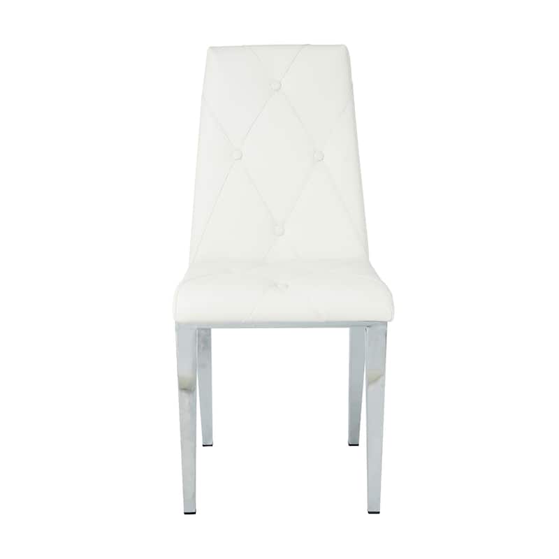 Home Furniture Kitchen Breakfast Chairs, Restaurants PU Upholstered Side Chair, Conference Chair with Gold Legs Set of 2