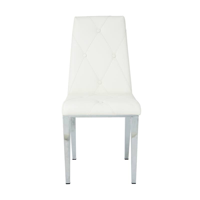 Modern Light Luxury PU Dining Chair with Electroplated Legs,Set of 2