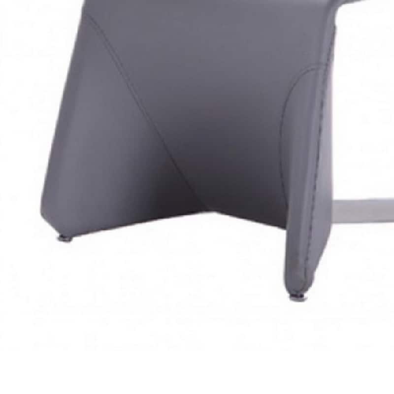 Gray/Gray Leather Upholstered Metal Frame Dining Chair, Set of 2, Sturdy Dining Chair for Dining Rooms - 24.6