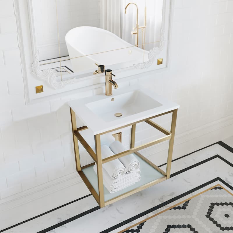 Swiss Madison Pierre 24" Single, Metal Frame, Open Shelf, Bathroom Vanity - Gold Finish