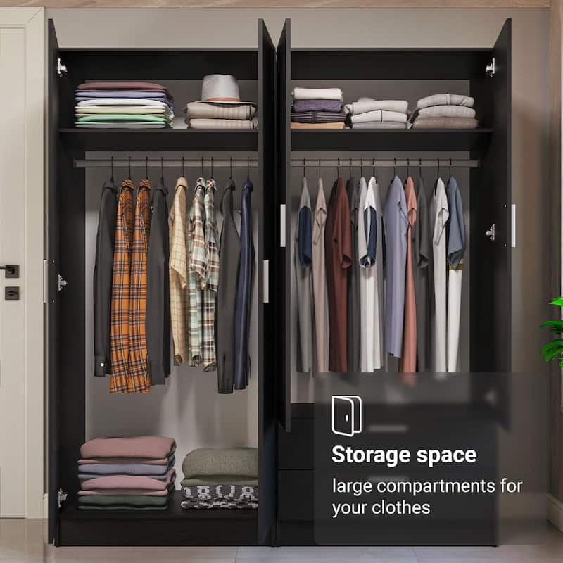 MADESA 4 Doors 2 Drawers Wardrobe Set