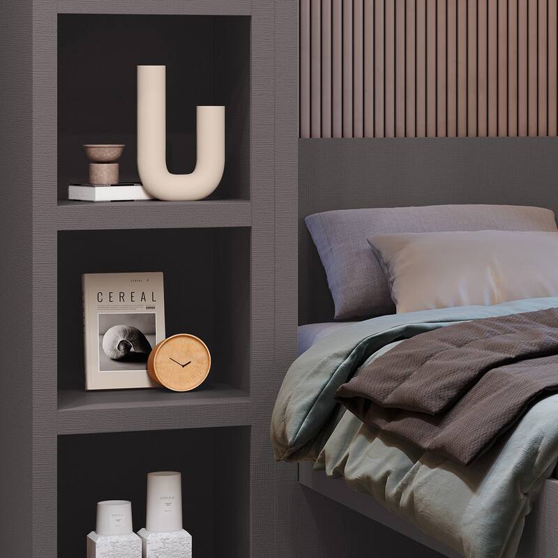 Easy-Lift Twin Murphy Wall Bed with Two Bookshelves