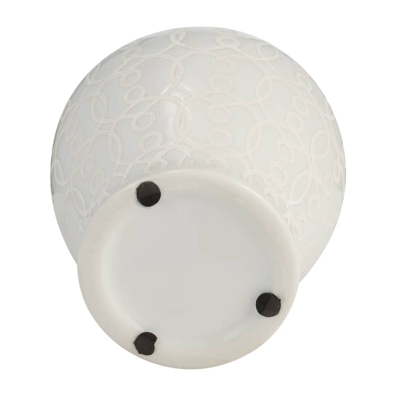 Sagebrook Home 10" Ivory Temple Jar Ceramic Chinoiserie Classic Contemporary Decorative Ginger Jar