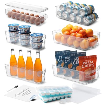 StorageBud Refrigerator Organizer Bins - Stackable Fridge Storage Containers - 14 Piece Set