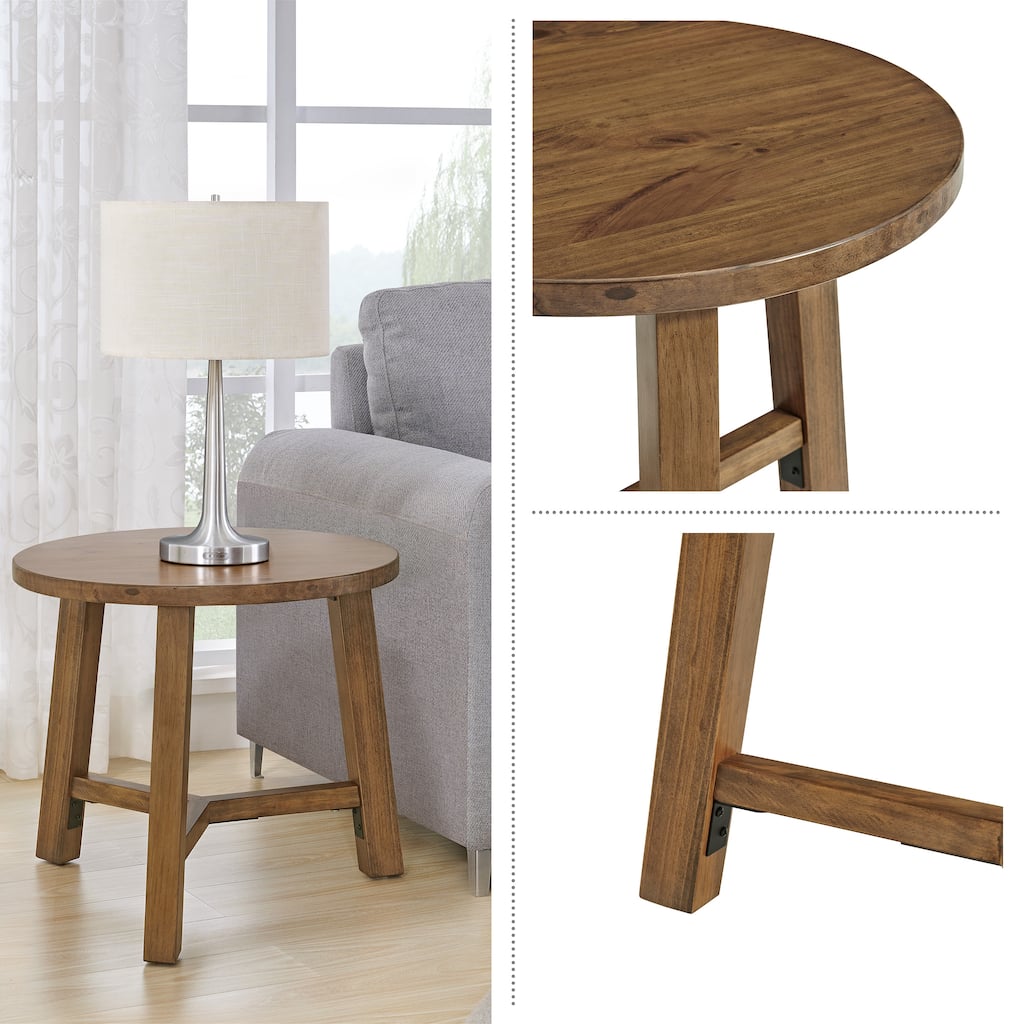 Alaterre 20-inch Newbury Round End Table, Pecan