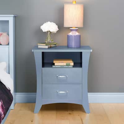 Rectangle Nightstand, Bedside Storage Cabinet with 2 Drawers, Sofa Side Table with Open Shelf, Decorative Table