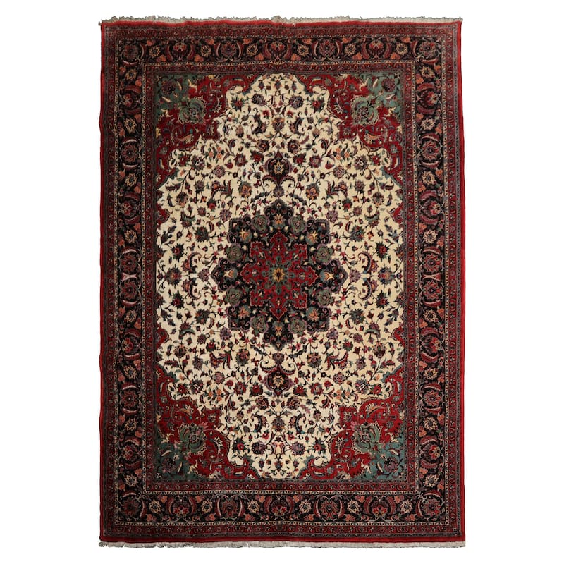 8'7''x12'4'' Hand Knotted Wool Ivory Bidjar 350 KPSI Plush Pile Rug - 8' 7'' x 12' 4'' - 8' 7'' x 12' 4''