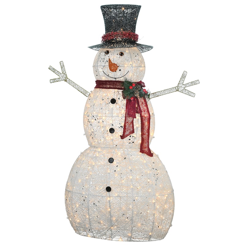 National Tree Company 5 ft. Snowman Decoration With Clear Lights - White - 5 ft