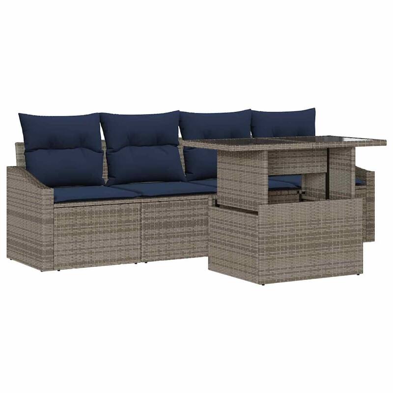 vidaXL 5 Piece Garden Sofa Set with Cushions - 91.7×24.4×27.2