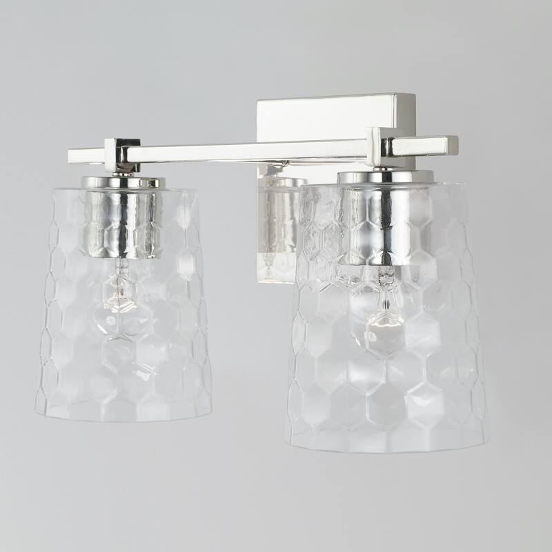 2-light 14.5-inch Bath/ Vanity Fixture w/ Clear Honeycomb Glass